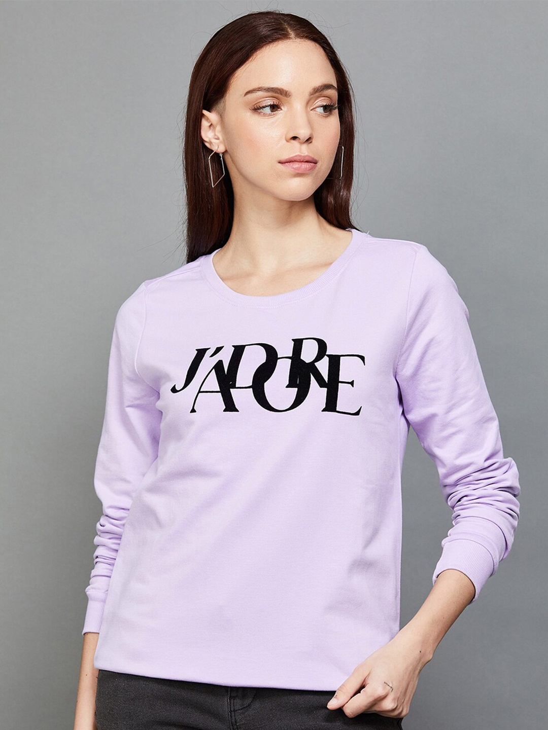 

Fame Forever by Lifestyle Typography Printed Cotton Pullover, Lavender