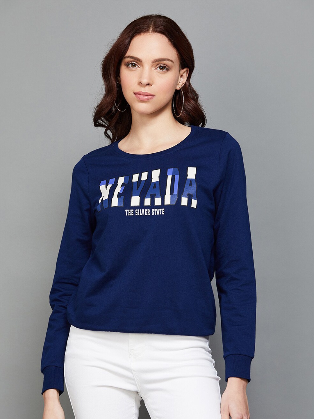 

Fame Forever by Lifestyle Typography Printed Cotton Pullover, Blue