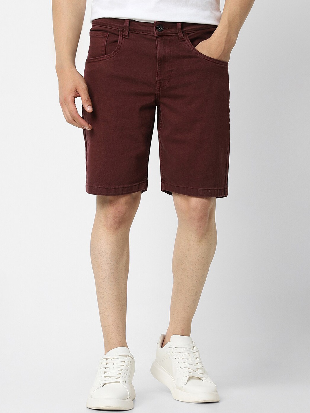 

VAN HEUSEN DENIM LABS Men Cotton Shorts, Maroon