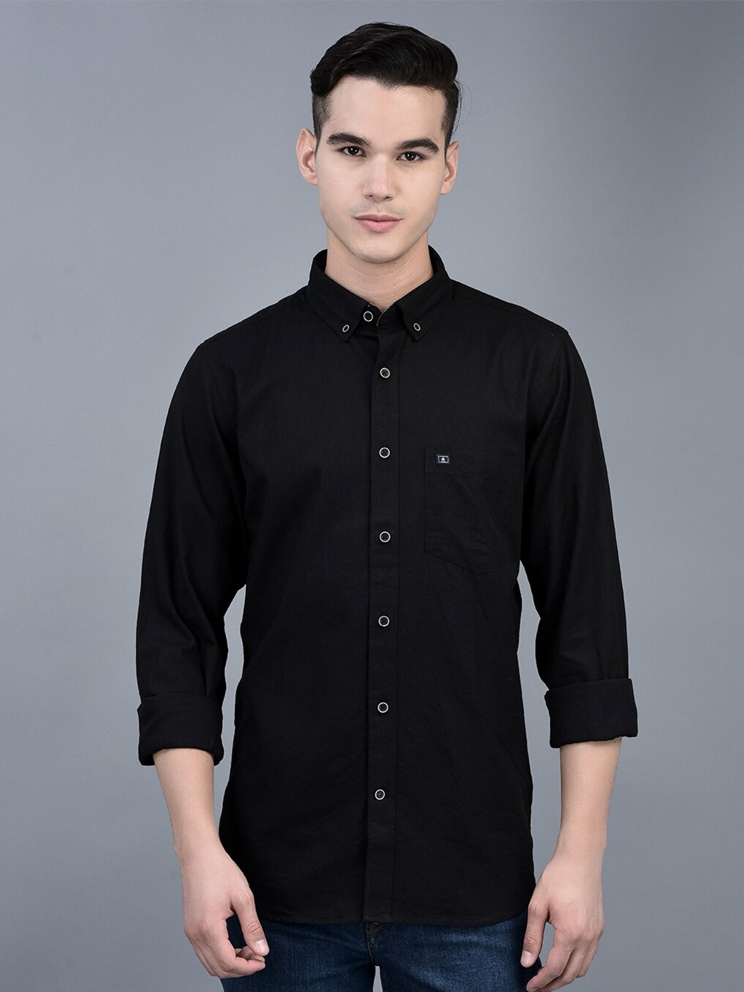 

CANOE Smart Opaque Casual Cotton Shirt, Black
