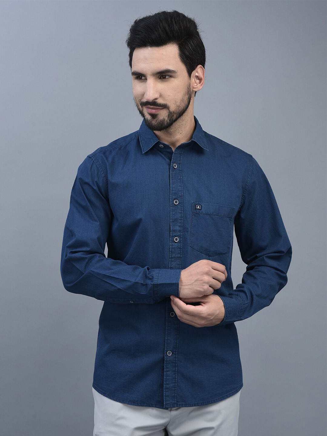 

CANOE Smart Opaque Cotton Casual Shirt, Blue