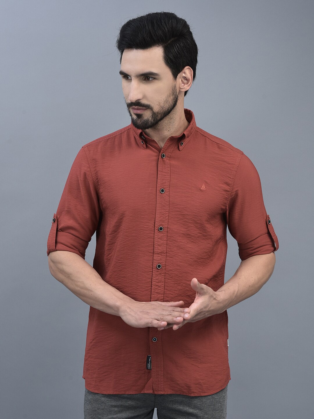 

CANOE Men Smart Opaque Casual Shirt, Rust