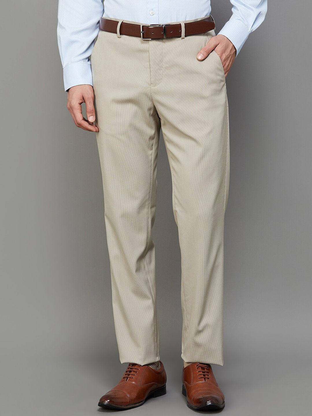 

CODE by Lifestyle Men Mid-Rise Formal Trousers, Beige