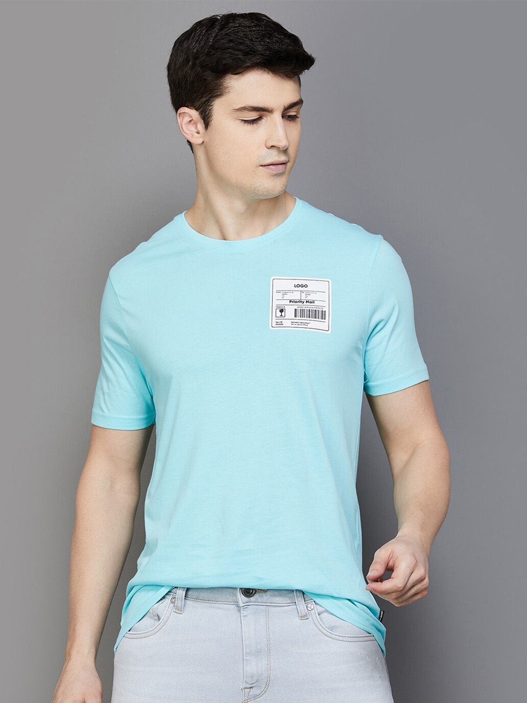 

Fame Forever by Lifestyle Round Neck Cotton T-shirt, Blue
