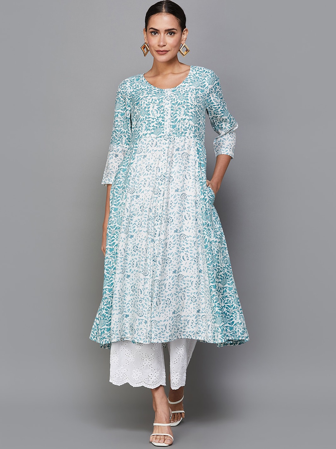 

Melange by Lifestyle Floral Printed Anarkali Kurta, White