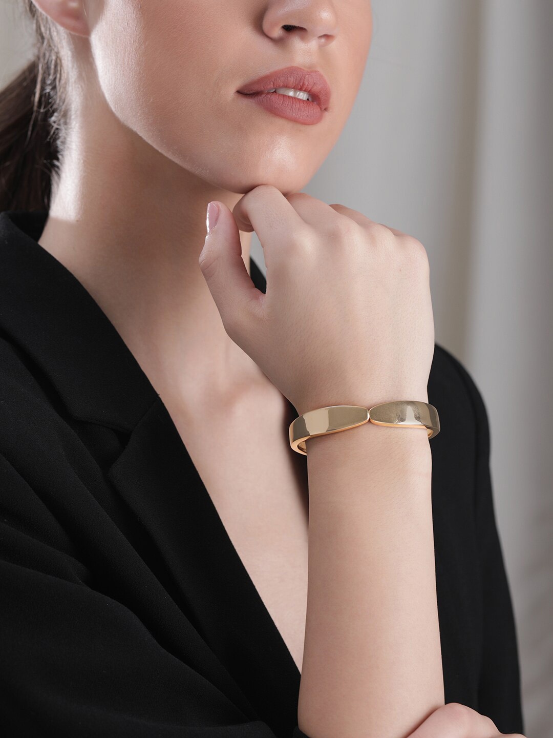 

Rubans Voguish 18k Gold Plated Stainless Steel Tarnish-Free Demi-Fine Cuff Bracelet