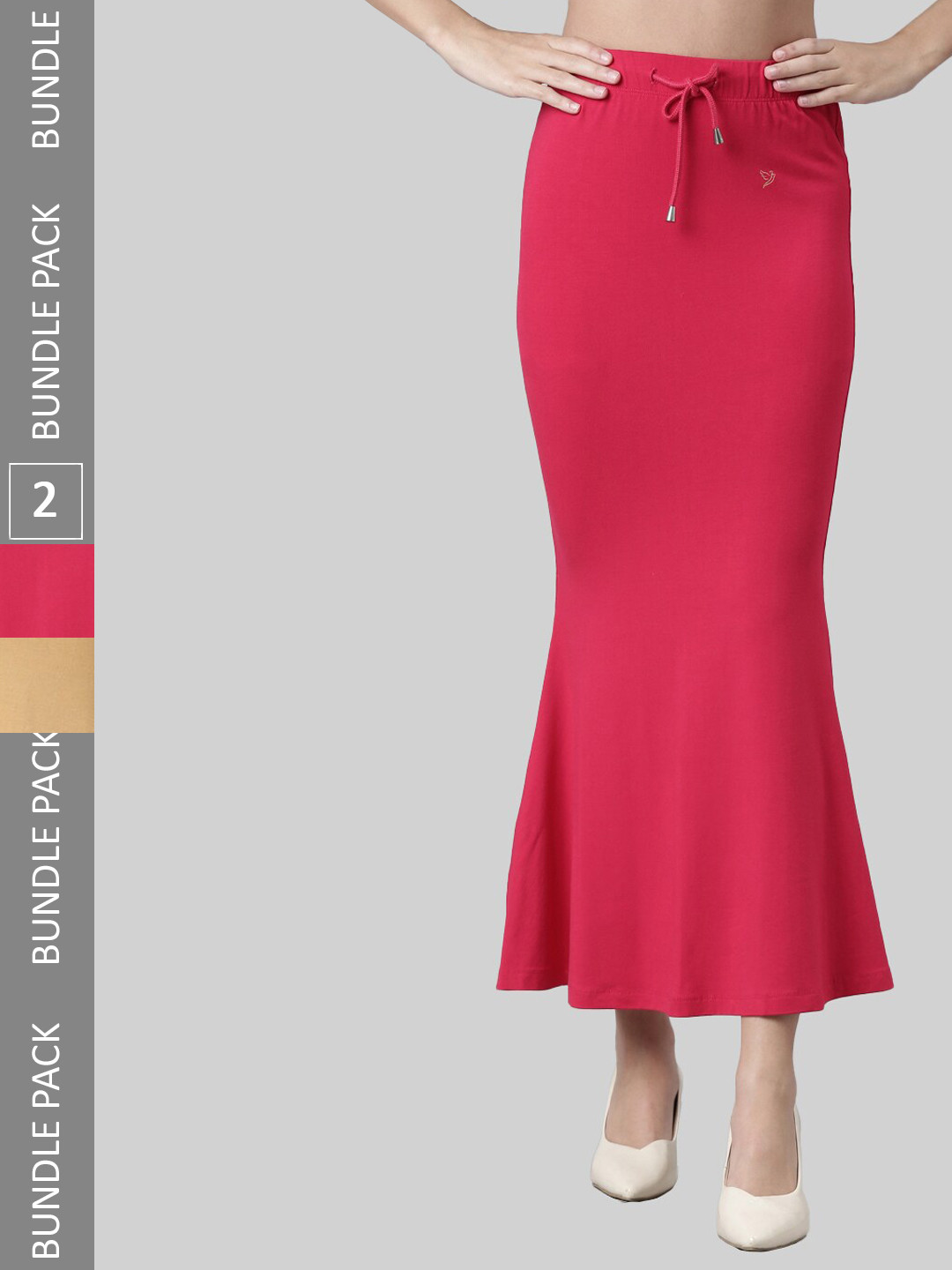 

TWIN BIRDS Pack Of 2 High-Rise Saree Shapewear, Beige