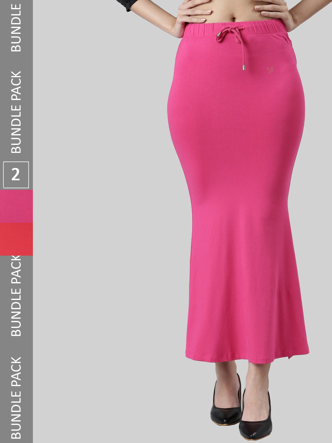 

TWIN BIRDS Pack Of 2 Mid-Rise Saree Shapewear, Red