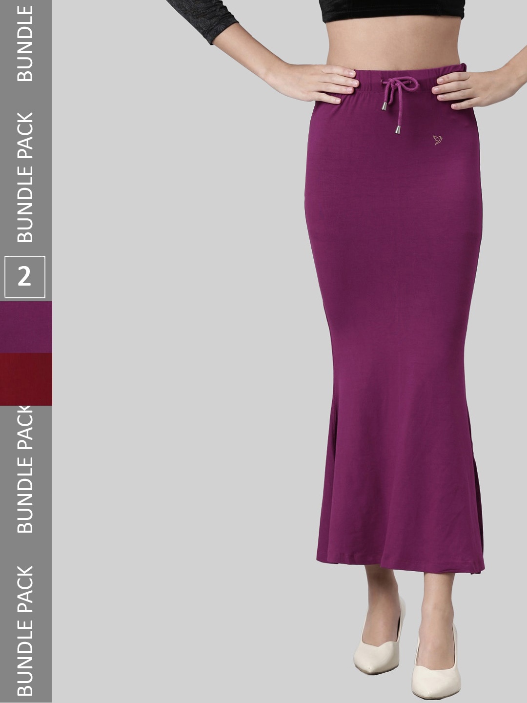 

TWIN BIRDS Pack Of 2 Mid-Rise Saree Shapewear, Maroon
