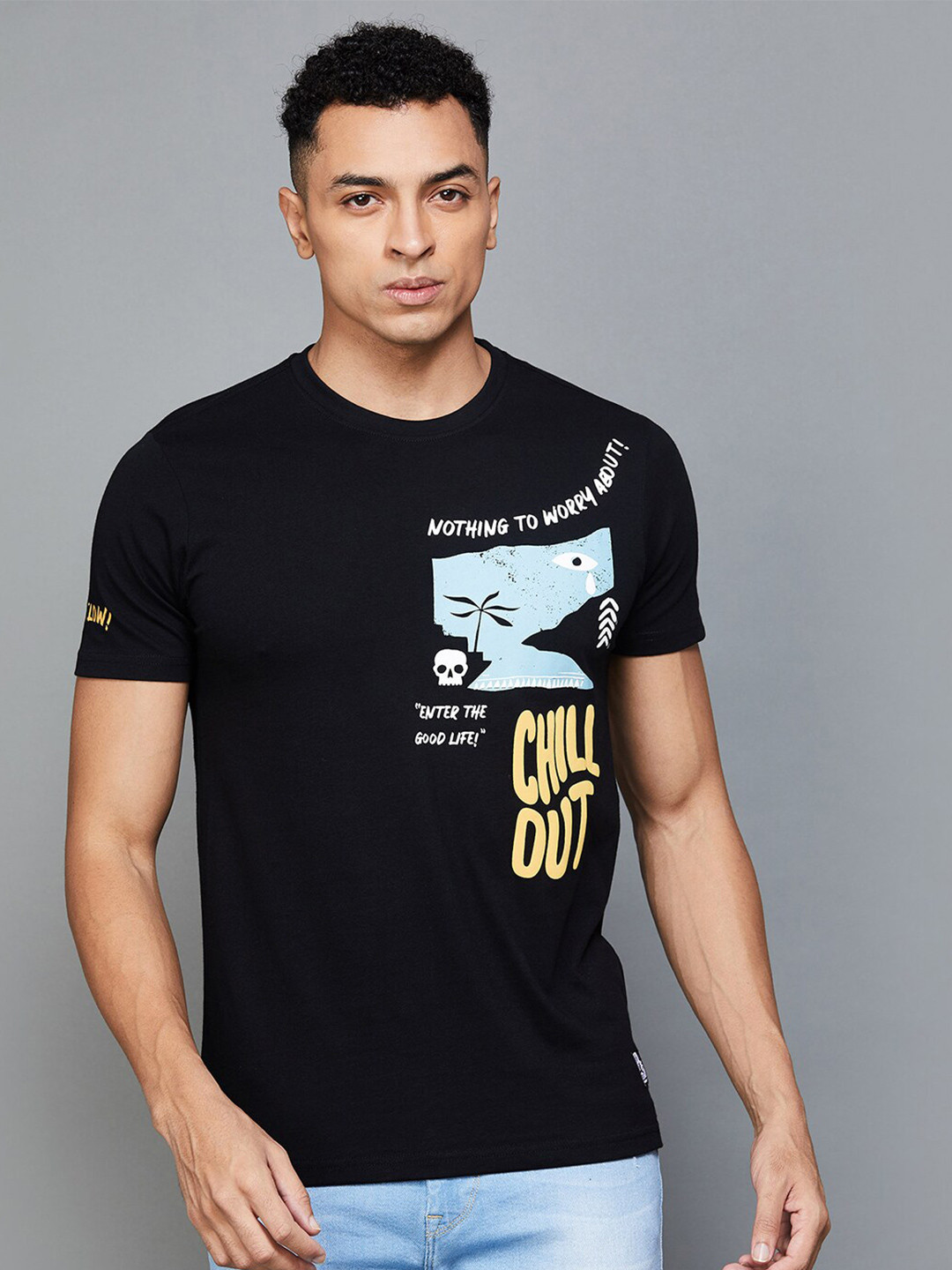 

Forca by Lifestyle Graphic Printed Cotton T-shirt, Black