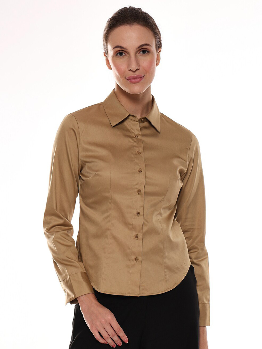 

Gazillion Snug Tailored Fit Pure Cotton Formal Shirt, Beige