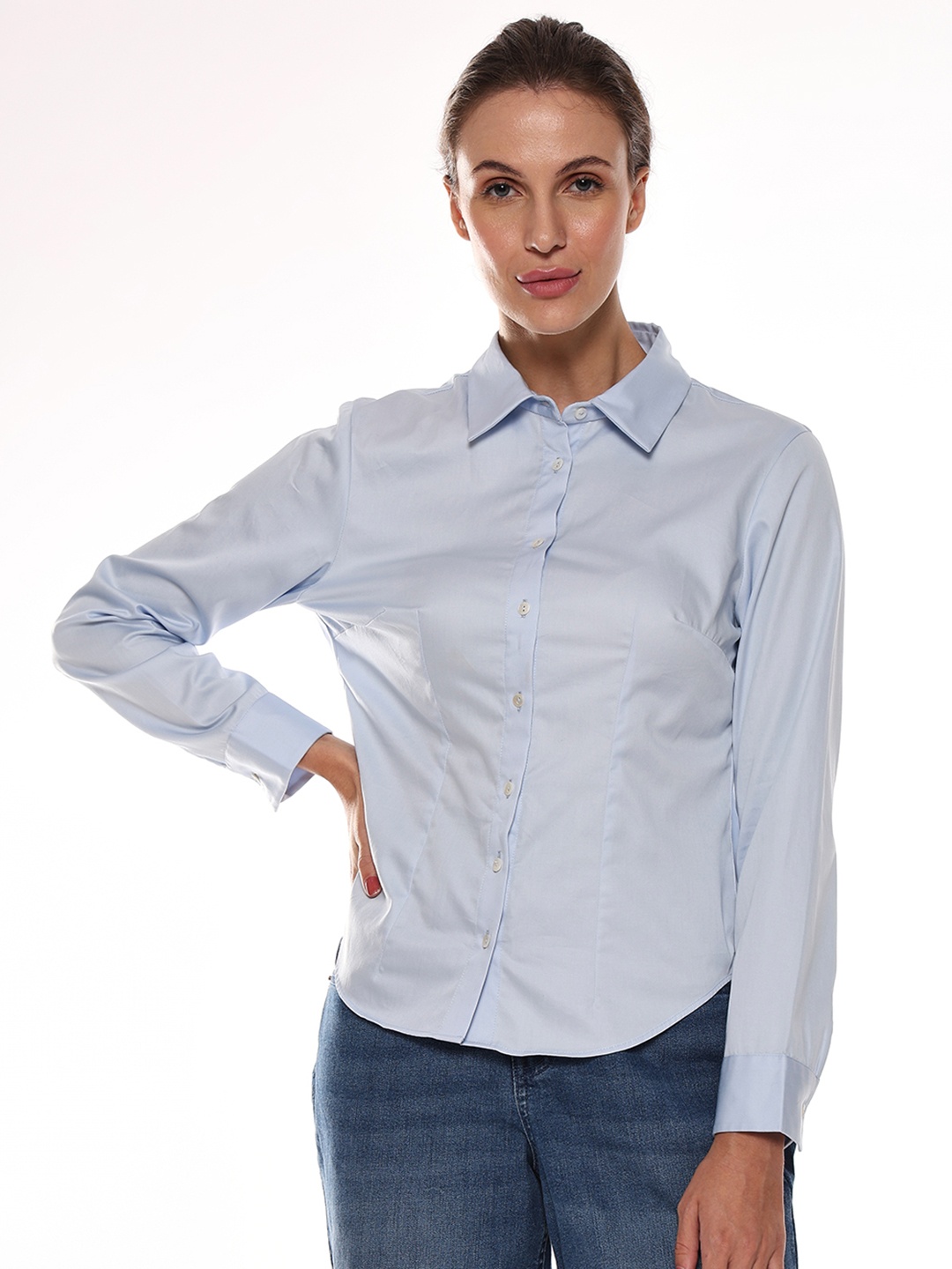 

Gazillion Snug Tailored Fit Pure Cotton Formal Shirt, Blue