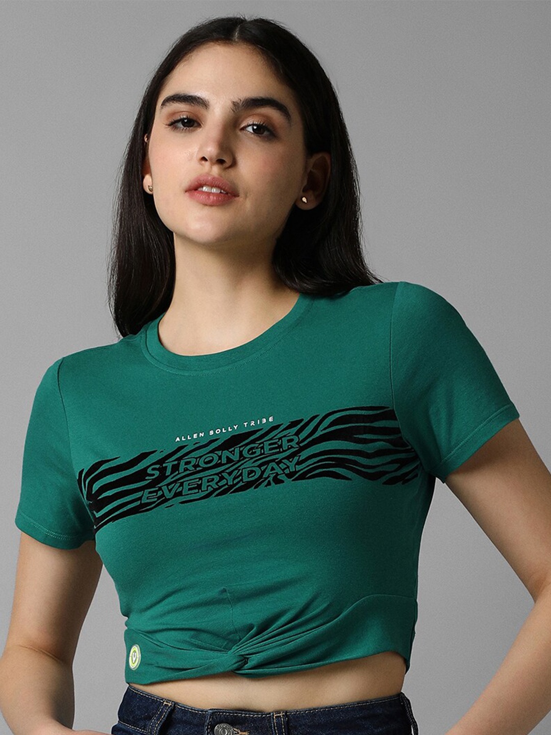 

Allen Solly Woman Graphic Printed Cotton T-shirt, Green