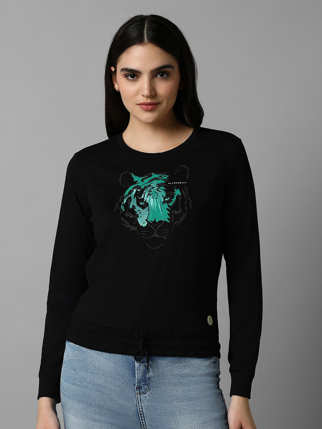 

Allen Solly Woman Graphic Printed Pure Cotton T-shirt, Black