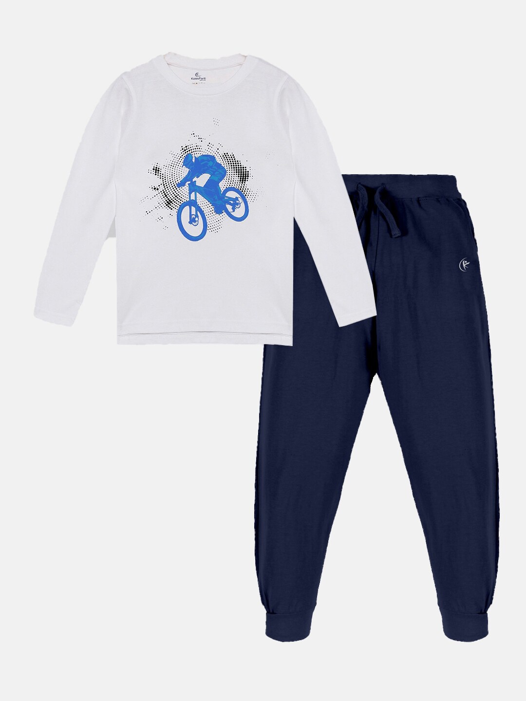 

KiddoPanti Boys Printed T-Shirt With Track Pant, White