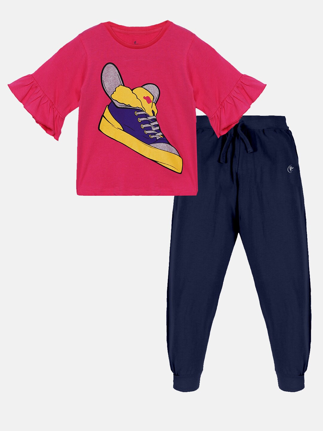 

KiddoPanti Girls Pure Cotton T-shirt With Trousers, Pink