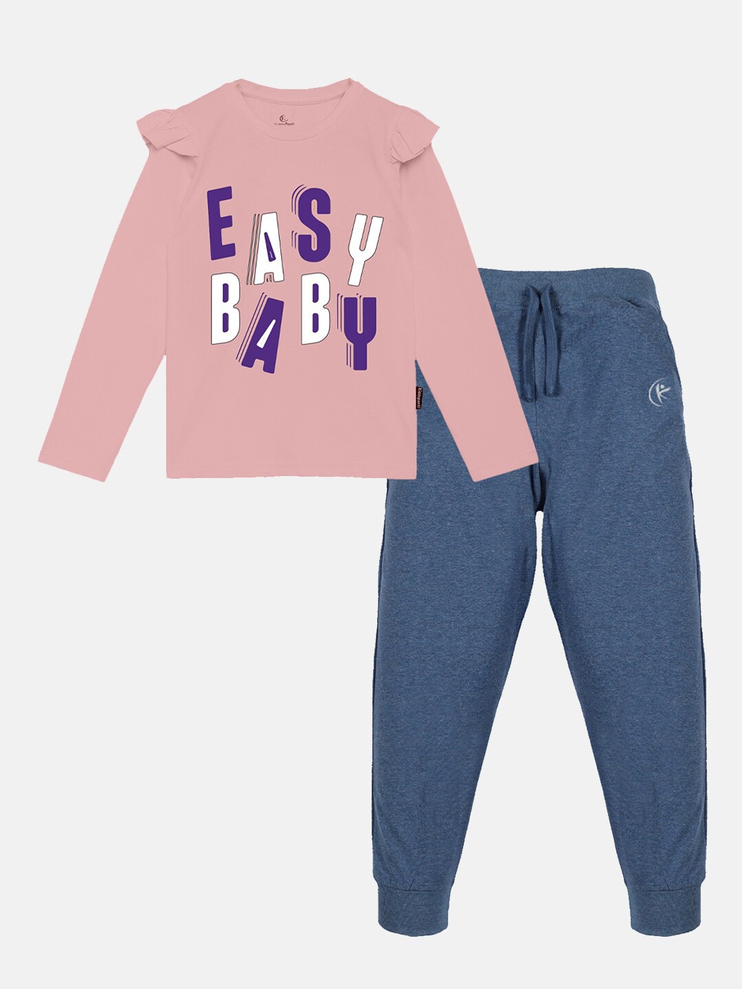 

KiddoPanti Girls Pure Cotton T-shirt With Trousers, Pink