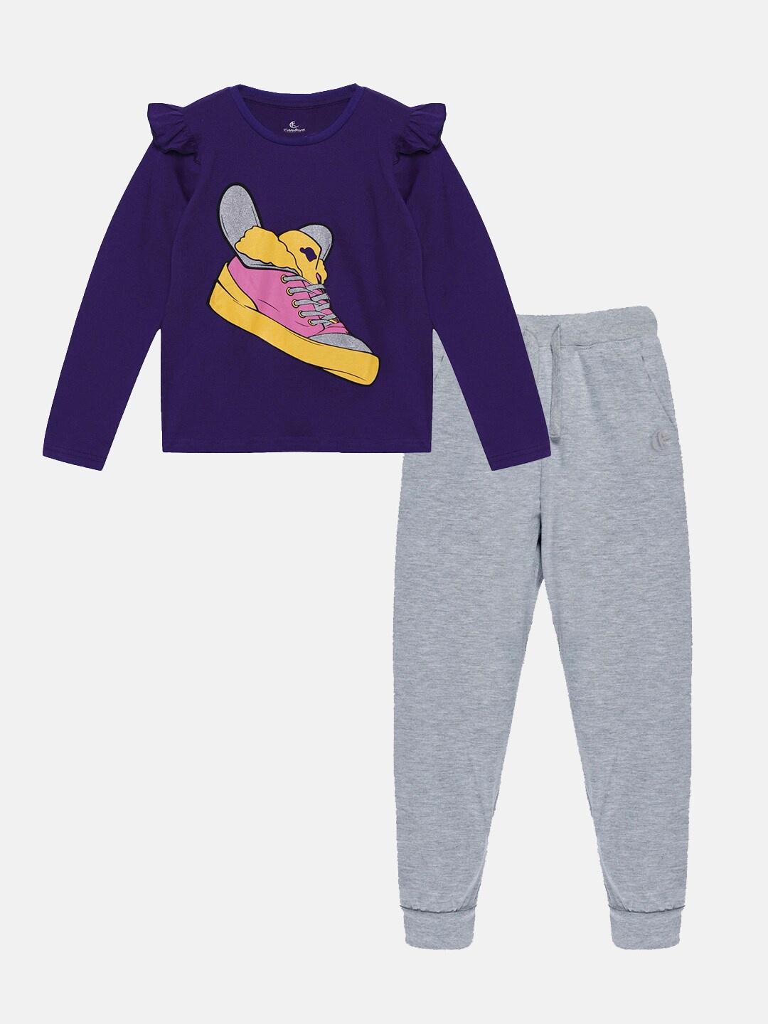

KiddoPanti Girls Graphic Printed Top With Trousers, Navy blue