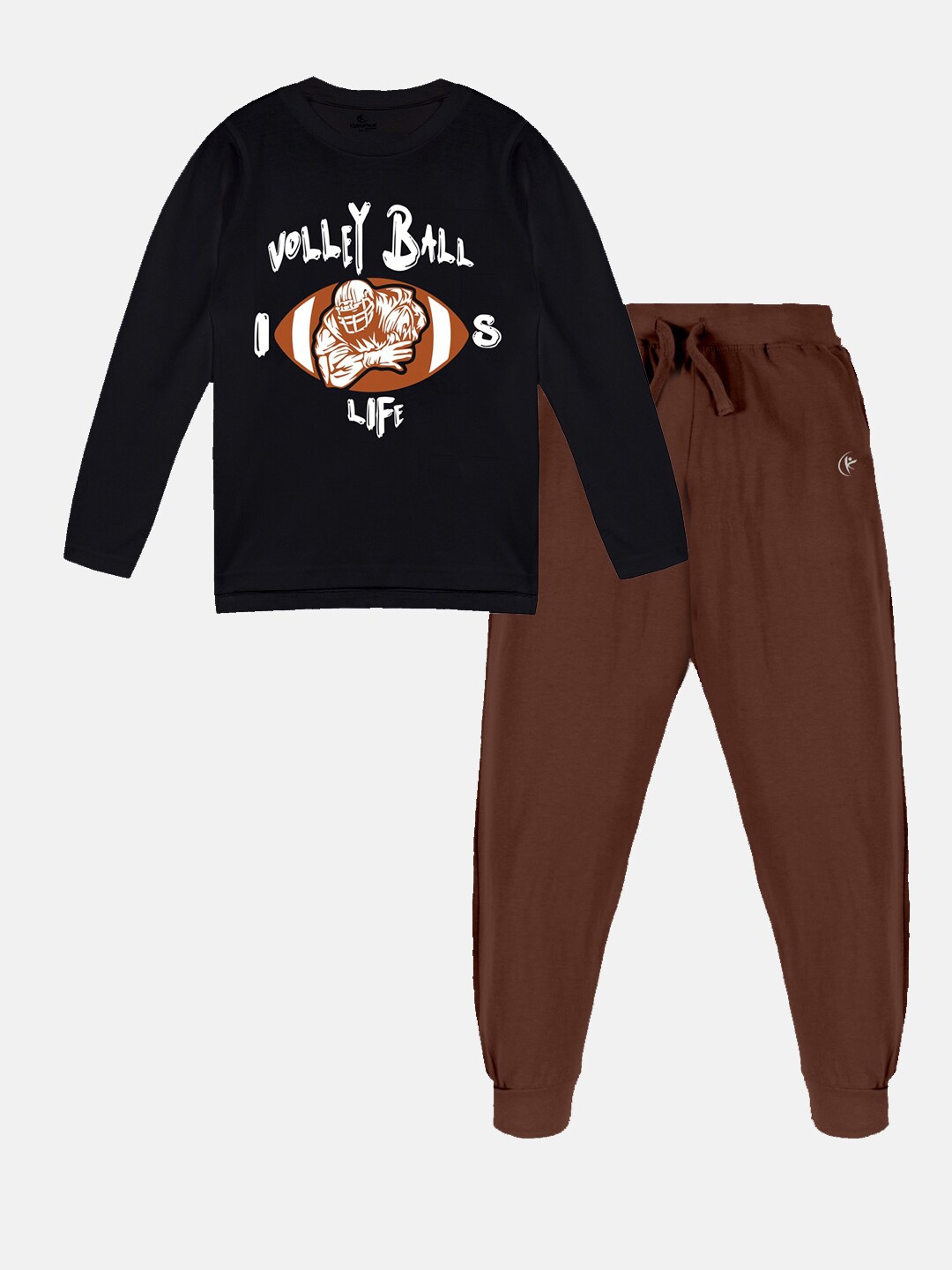 

KiddoPanti Boys Graphic Printed T-shirt With Trousers, Black