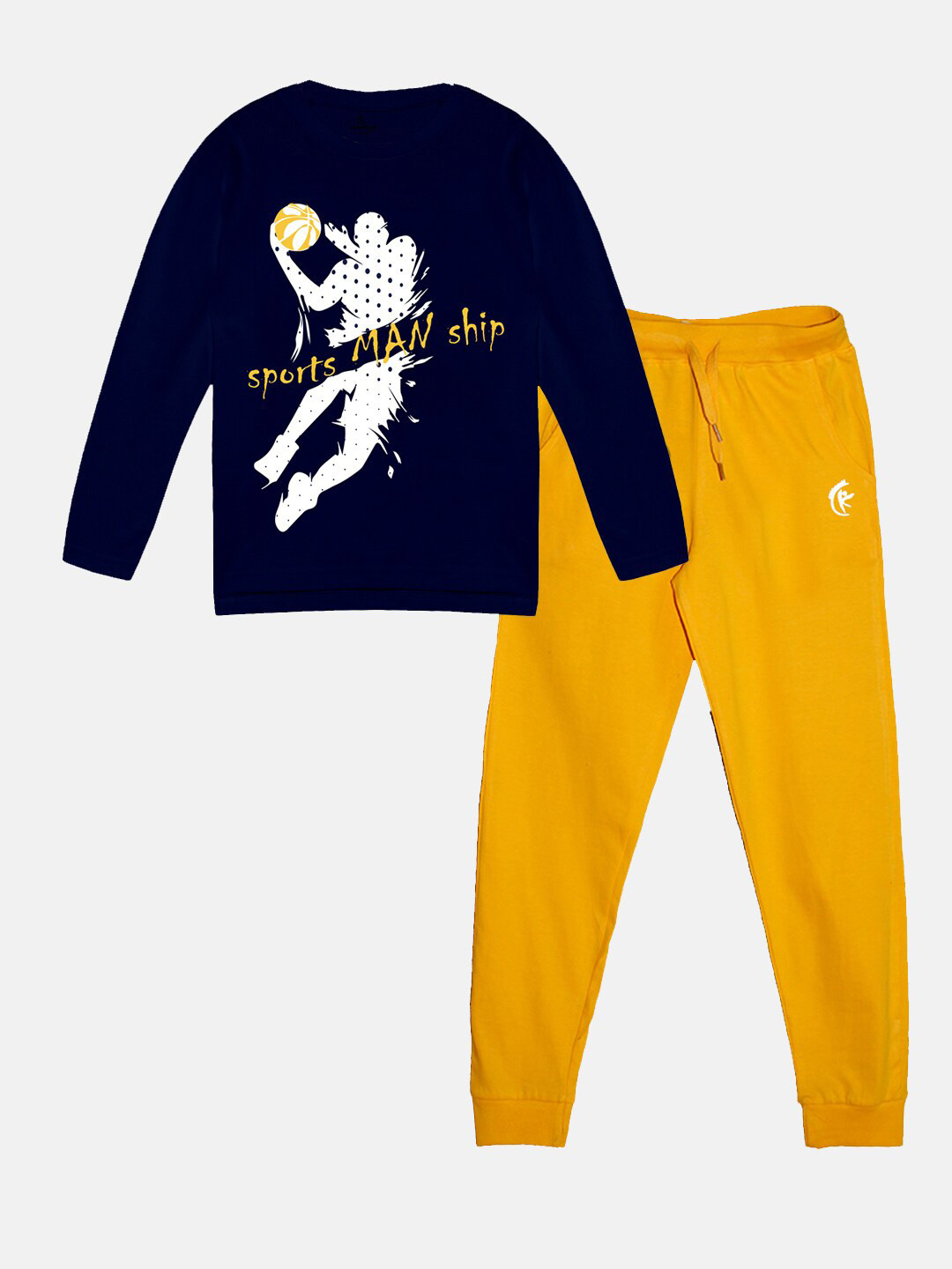 

KiddoPanti Boys Printed T-shirt with Trousers, Navy blue