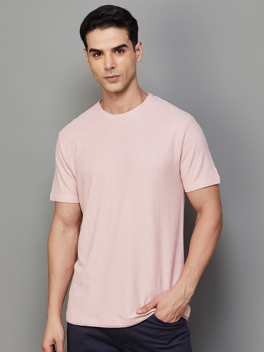 

Melange by Lifestyle Round Neck Short Sleeves Cotton T-shirt, Pink