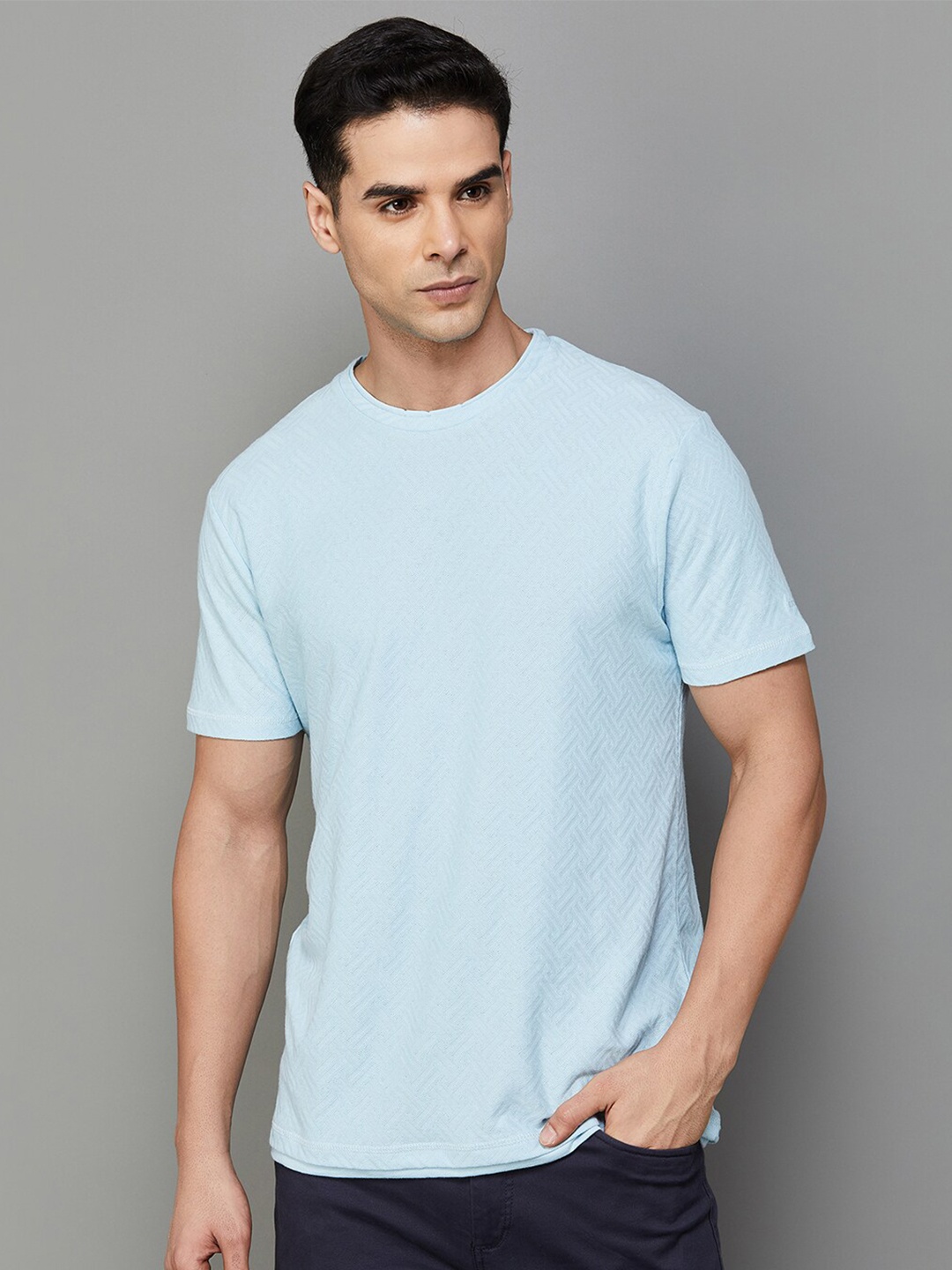 

Melange by Lifestyle Round Neck Short Sleeves Cotton T-shirt, Blue