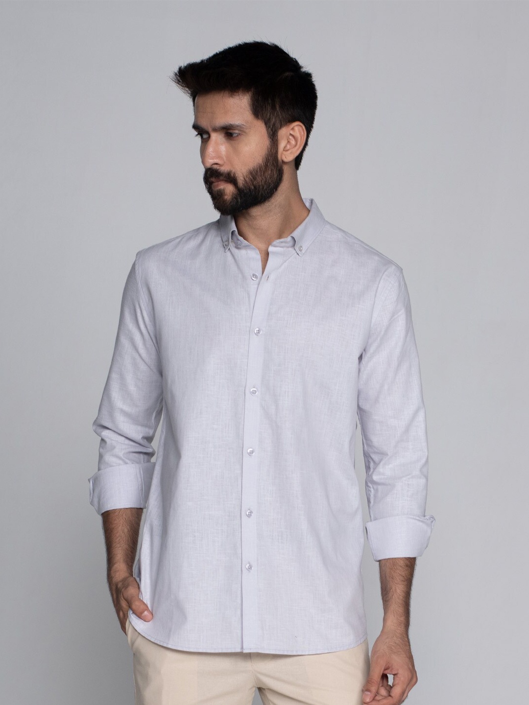 

Beyours Straight Button-Down Collar Casual Shirt, Blue