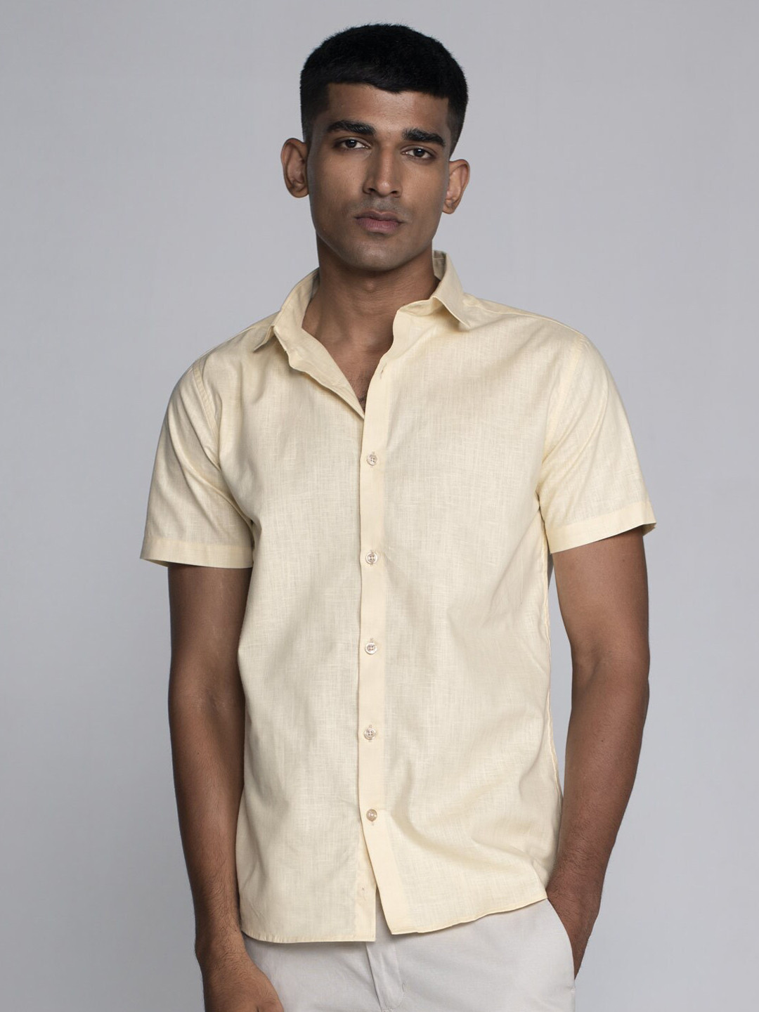 

Beyours Straight Spread Collar Casual Shirt, Yellow