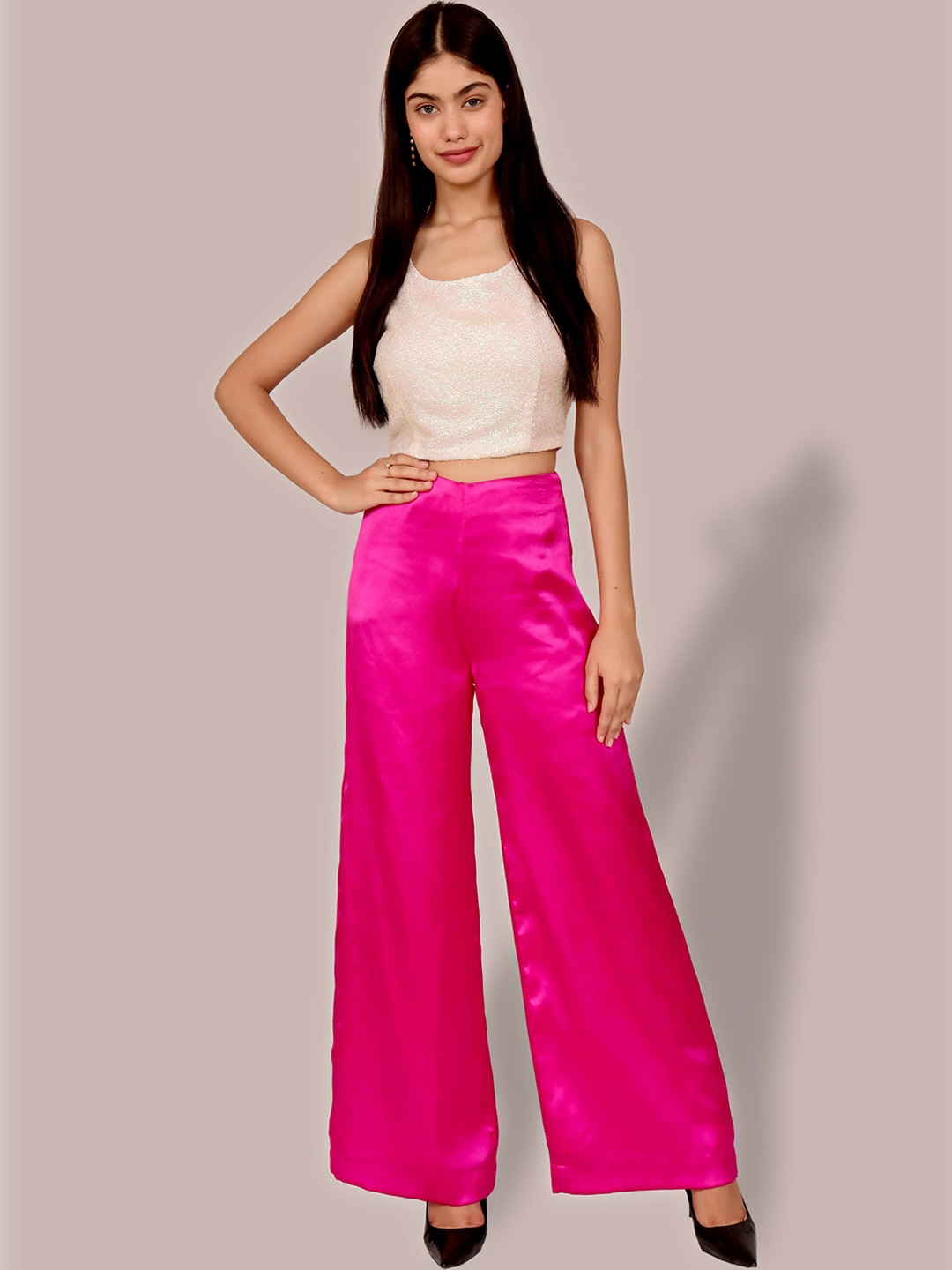 

Justin Whyte Self-Design Crop Top and Palazzos, Pink