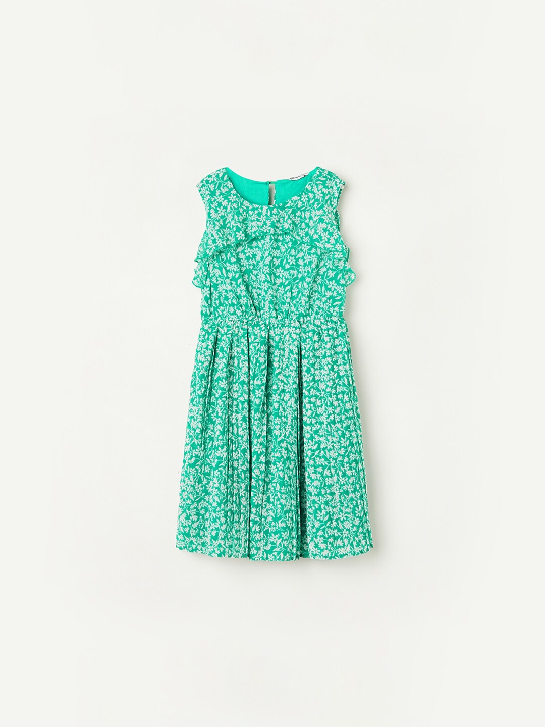 

Fame Forever by Lifestyle Girls Floral Printed Ruffles Fit & Flare Dress, Green