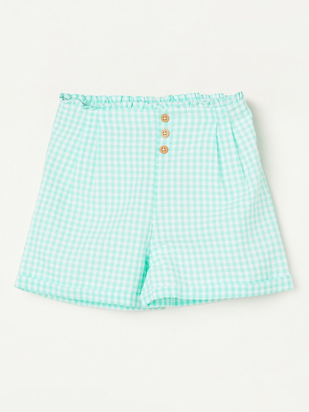 Juniors by Lifestyle Infants Girls Checked Cotton Shorts, Green