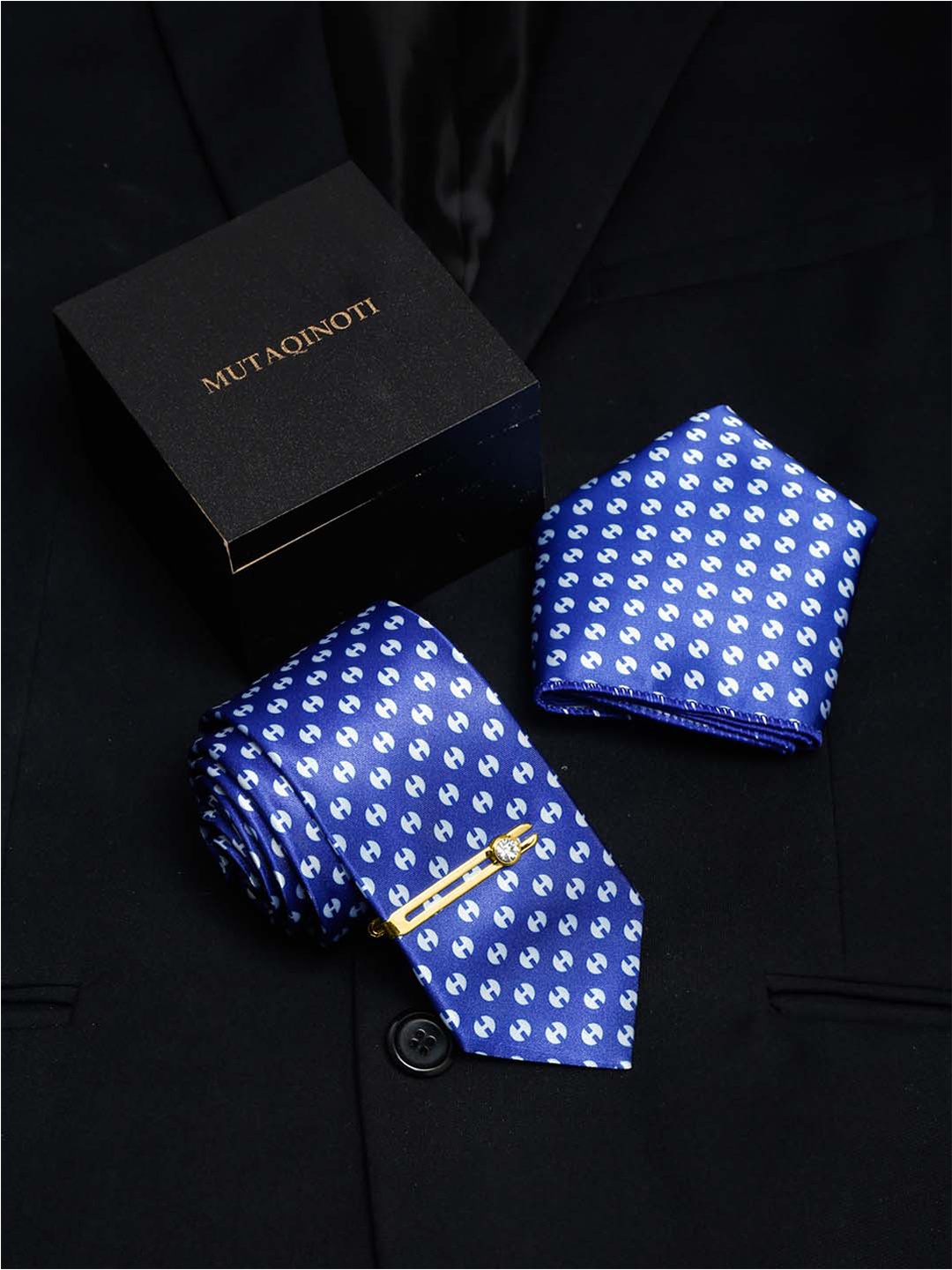 

MUTAQINOTI Men Printed Accessory Gift Set, Blue