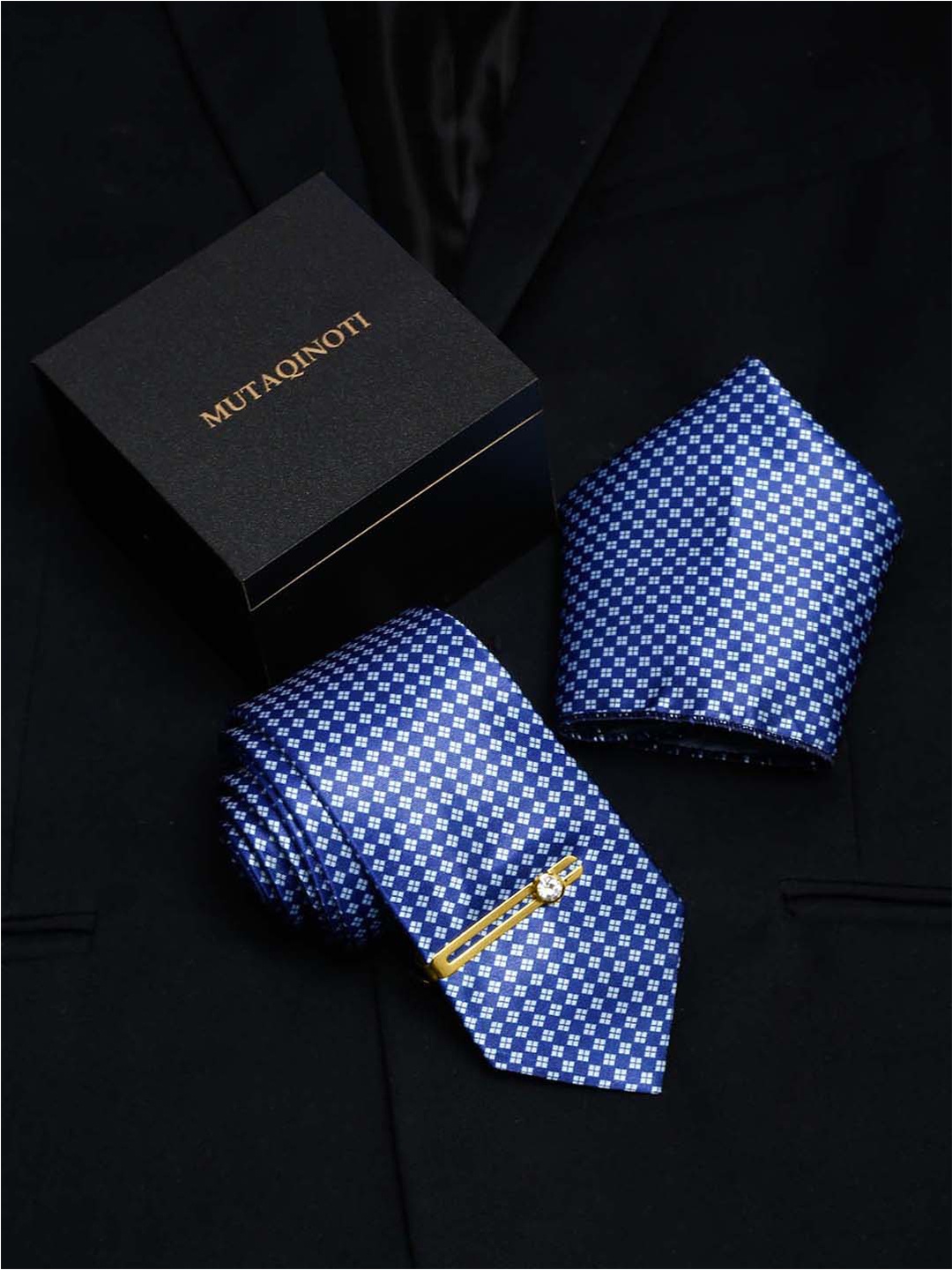 

MUTAQINOTI Men Printed Accessory Gift Set, Blue