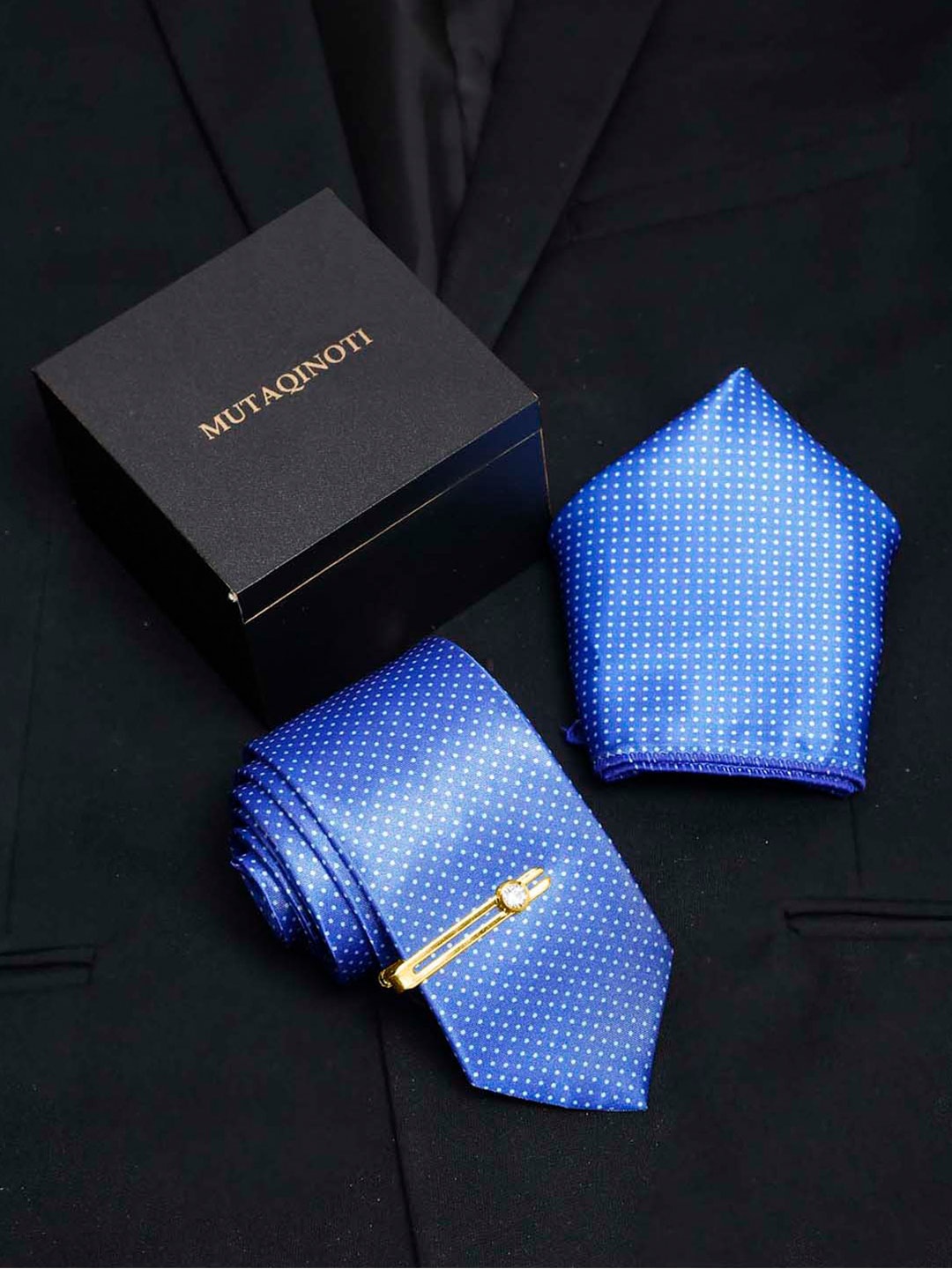

MUTAQINOTI Men Printed Accessory Gift Set, Blue