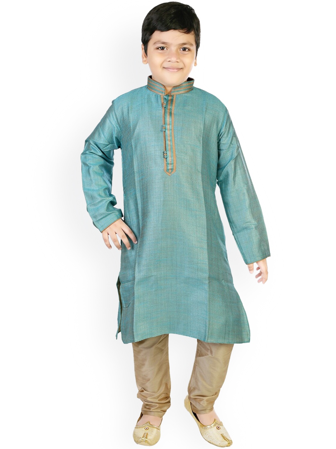 

BAESD Boys Woven Design Silk Sherwani Set, Blue
