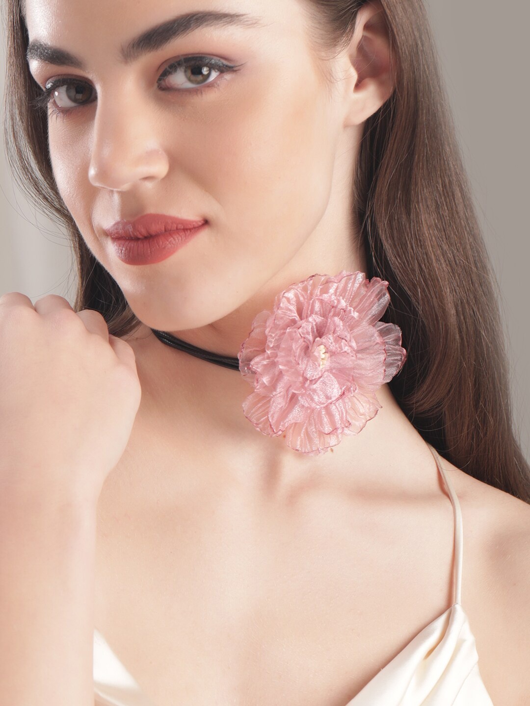 

Rubans Voguish Adjustable Choker Necklace, Pink