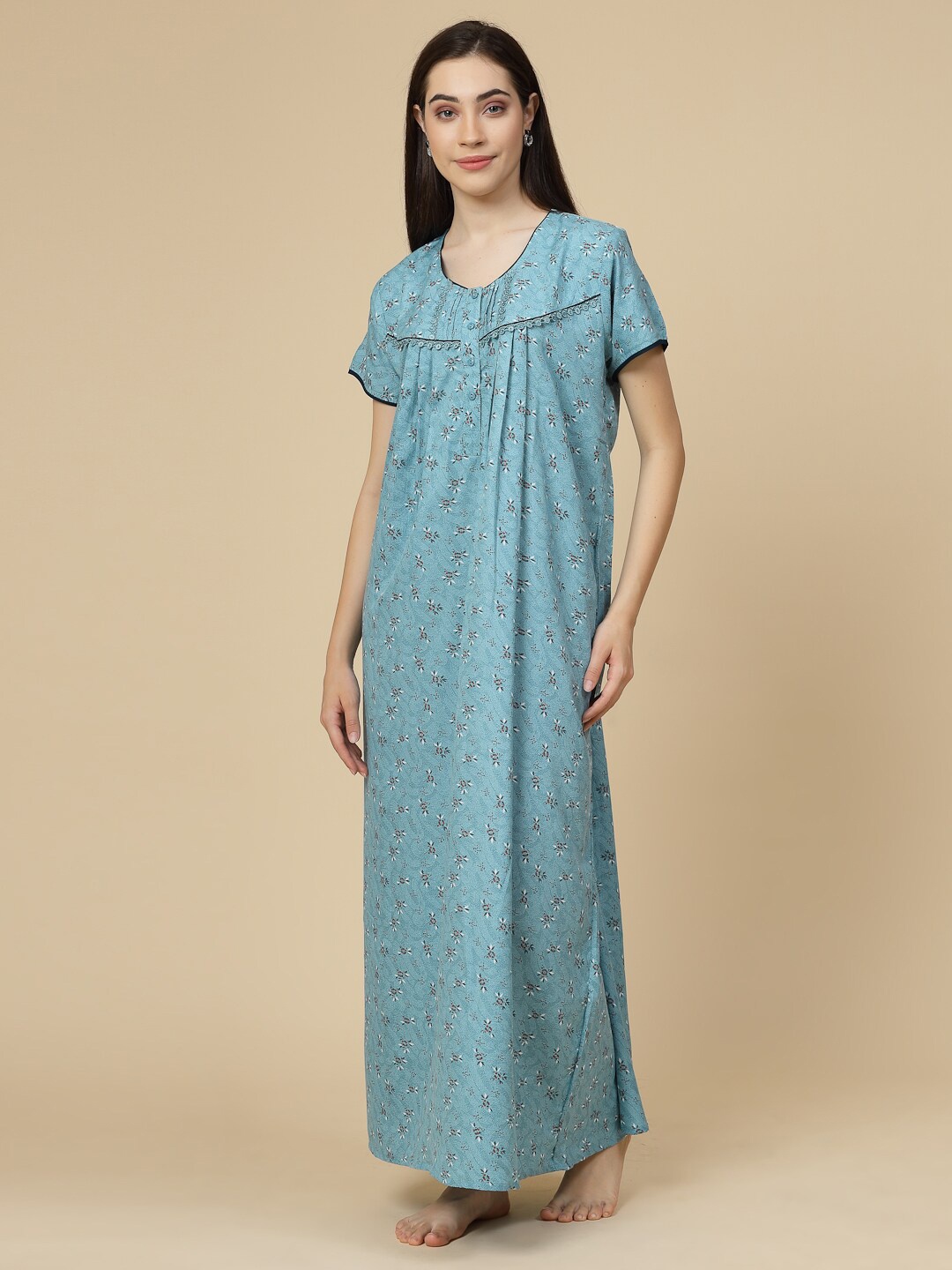 

Sweet Dreams Blue Floral Printed Maxi Nightdress