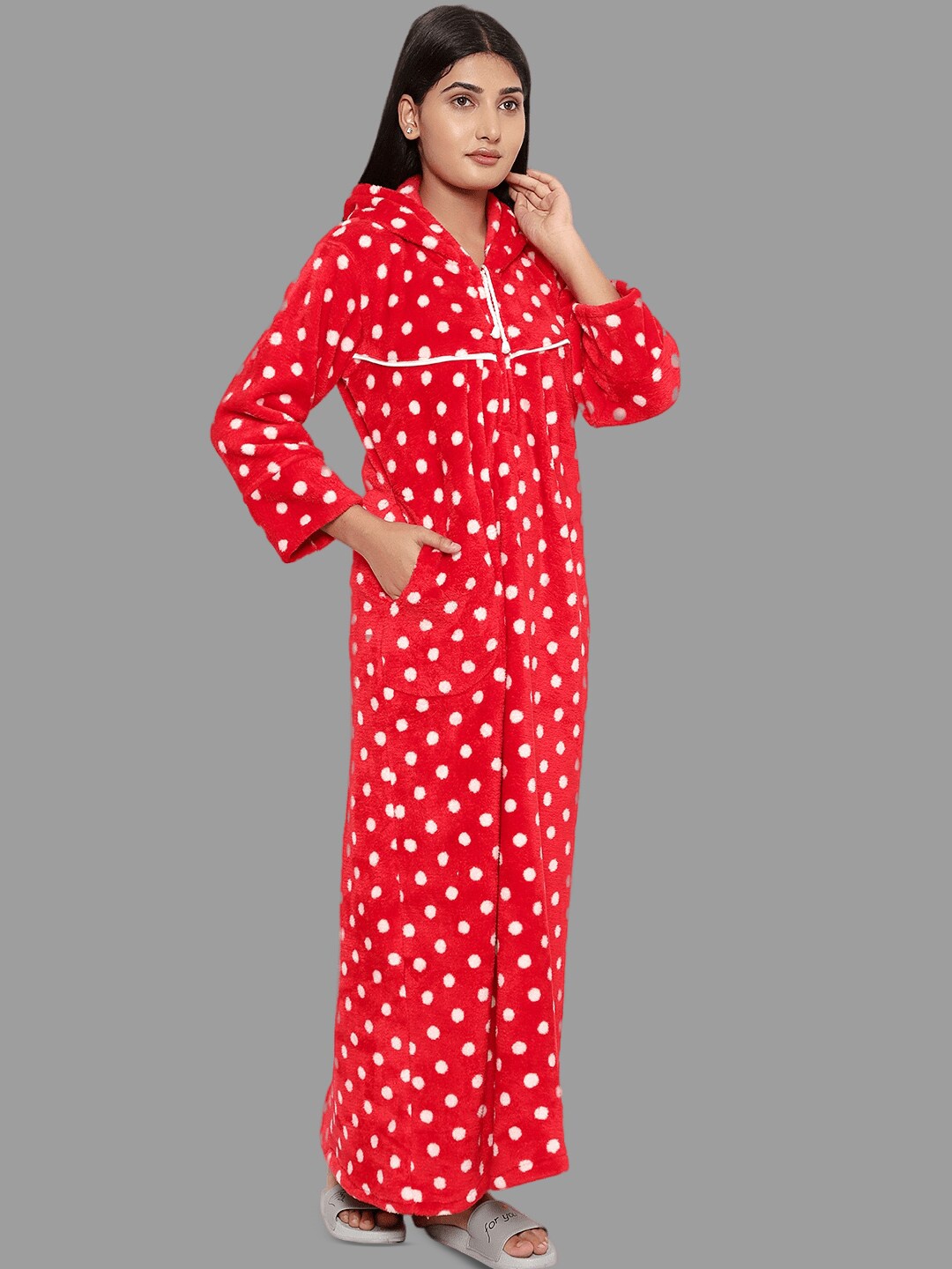 

PALIVAL Polka Dots Printed Maxi Nightdress, Red