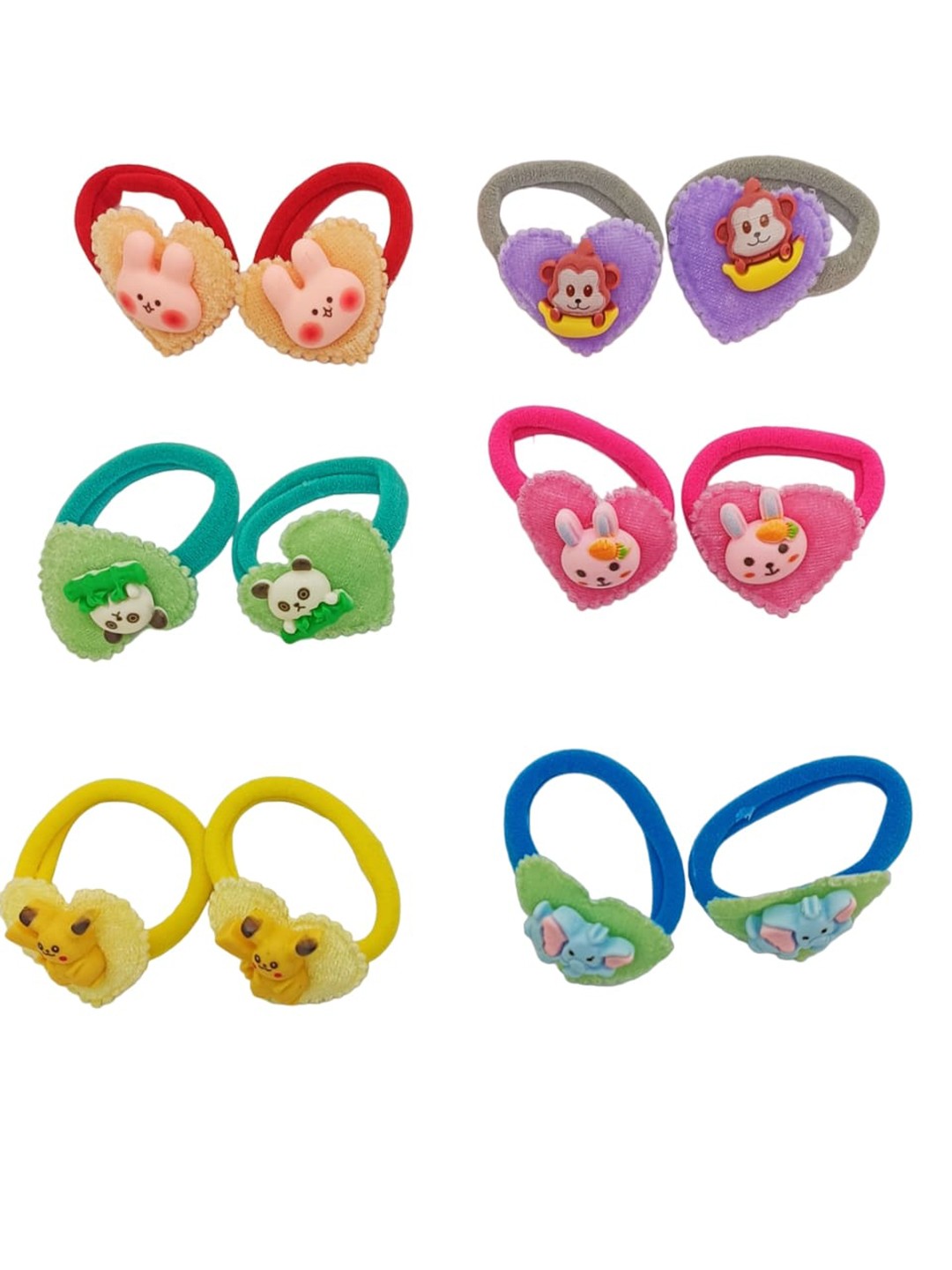 

FEMMIBELLA Girls Set Of 12 Ponytail Holders, Pink
