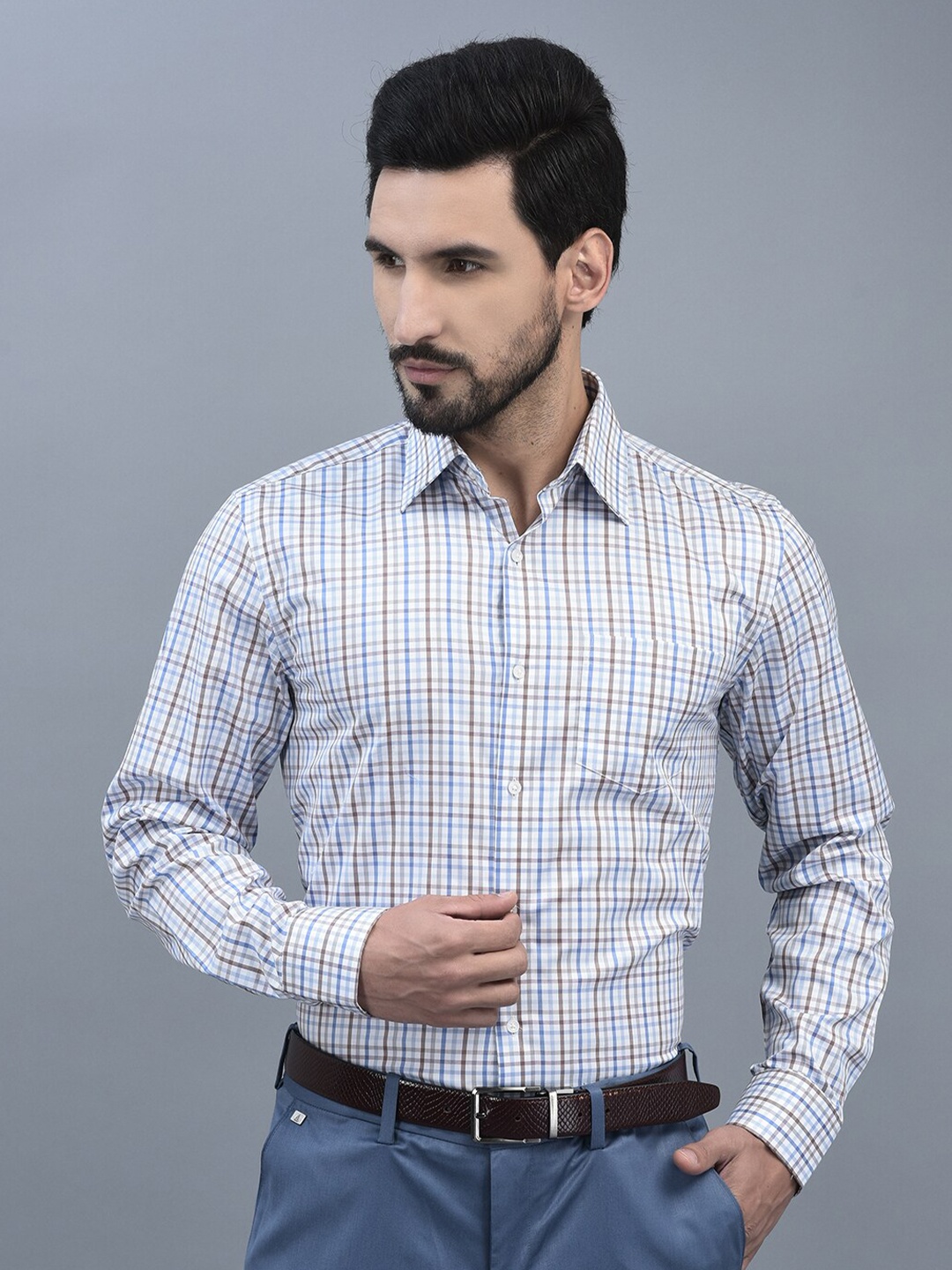 

CANOE Relaxed Tailored Fit Tartan Checked Formal Shirt, White