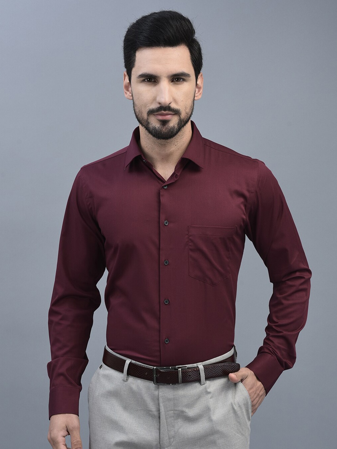 

CANOE Relaxed Tailored Fit Opaque Twill Formal Shirt, Maroon