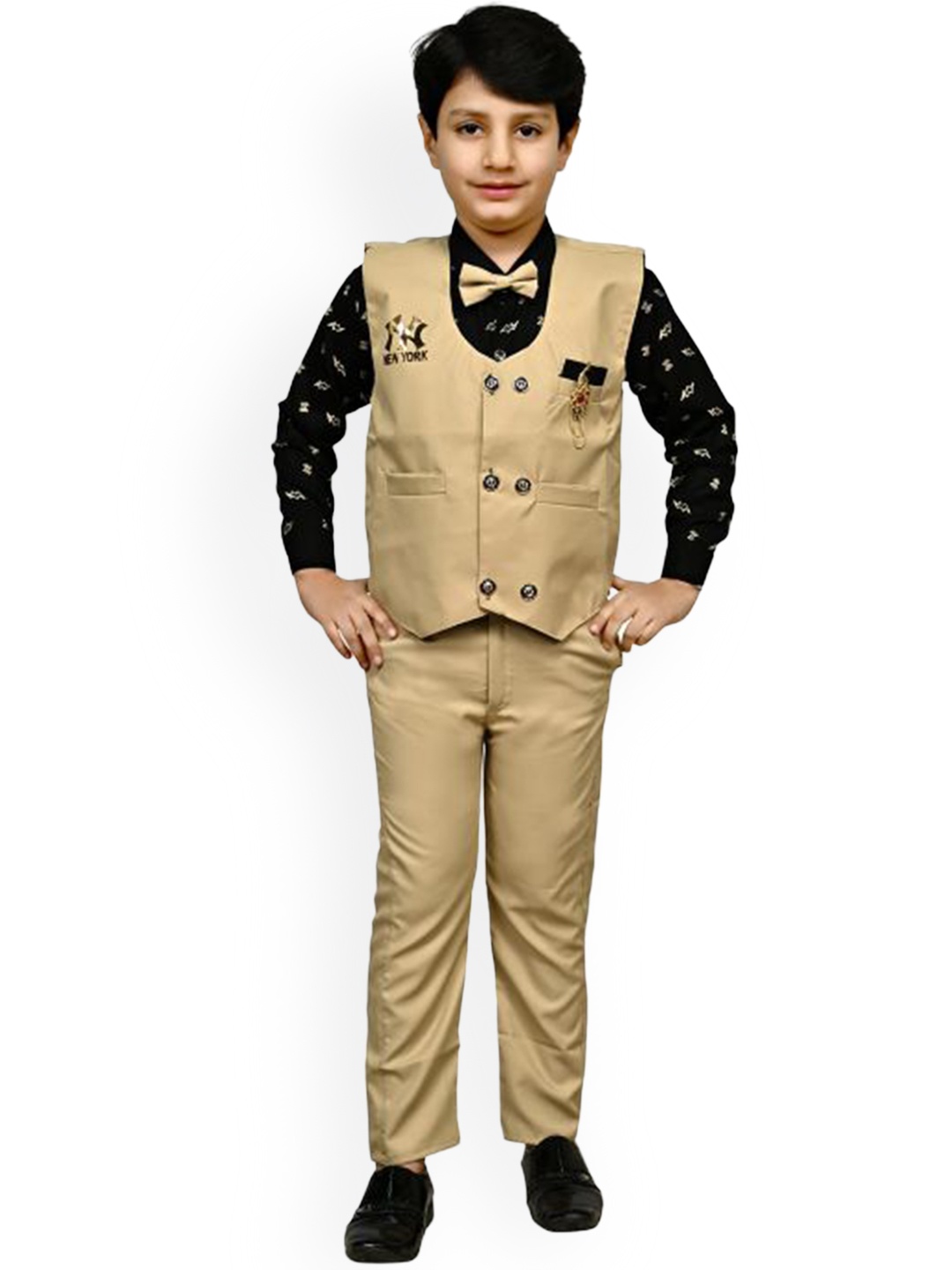 

BAESD Boys Pure Cotton Shirt & Trousers With Waistcoat, Cream