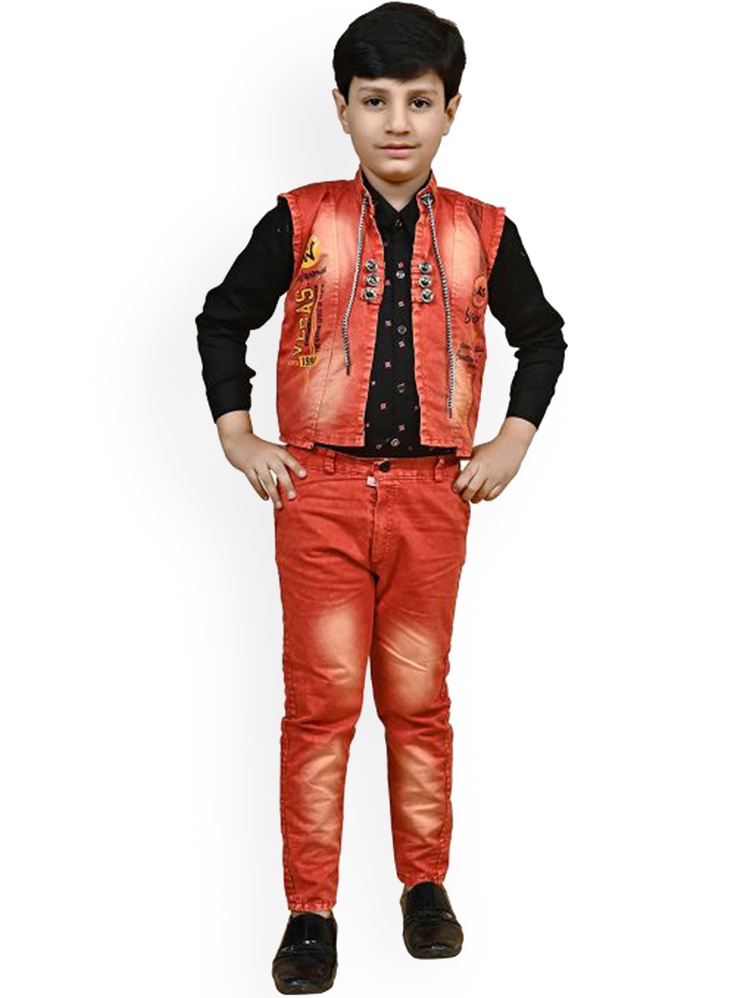 

BAESD Pure Cotton Shirt & Trousers With Waistcoat, Red
