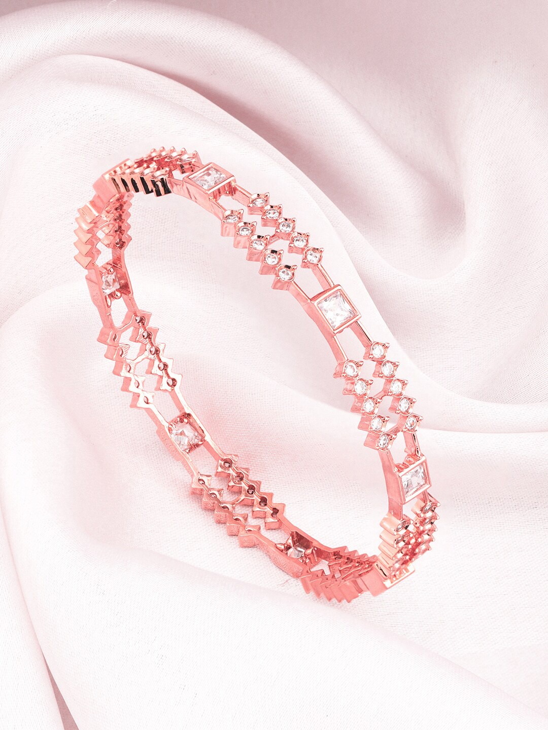 

GIVA Women Sterling Silver Cubic Zirconia Rose Gold-Plated Bangle-Style Bracelet