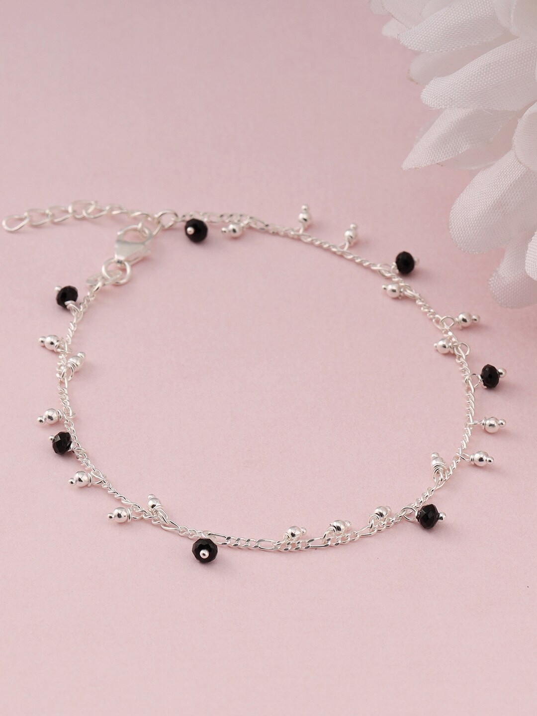 

GIVA Girls 925 Sterling Silver Rhodium-Plated Beaded Anklet