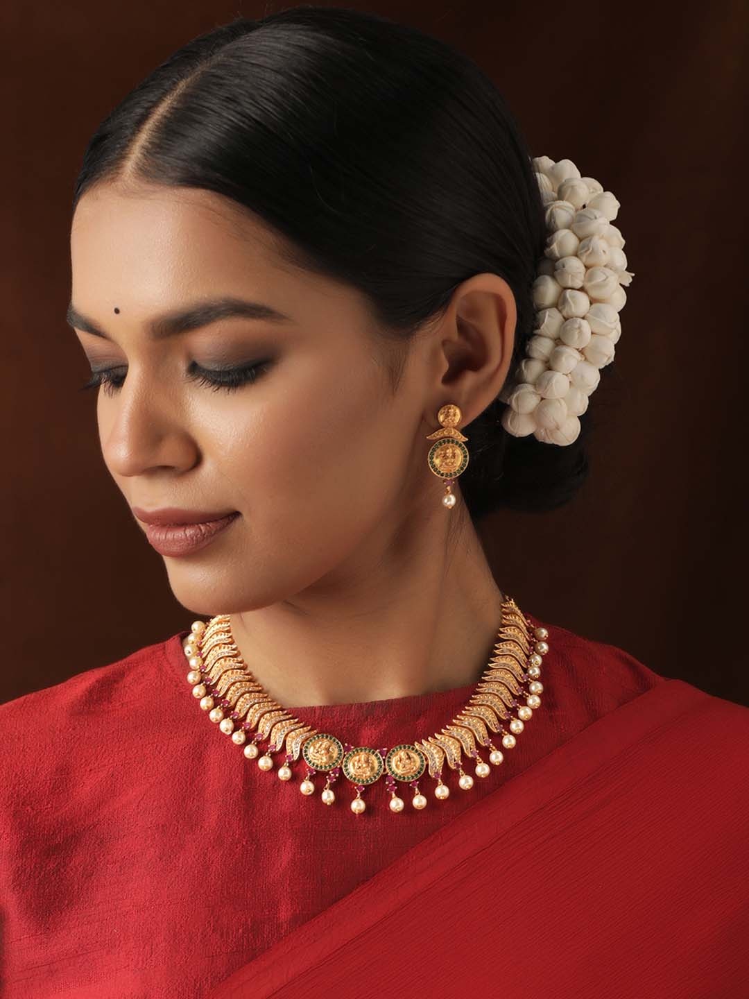 

Rubans 22K Gold-Plated CZ-Studded & Artificial Beaded Jewellery Set