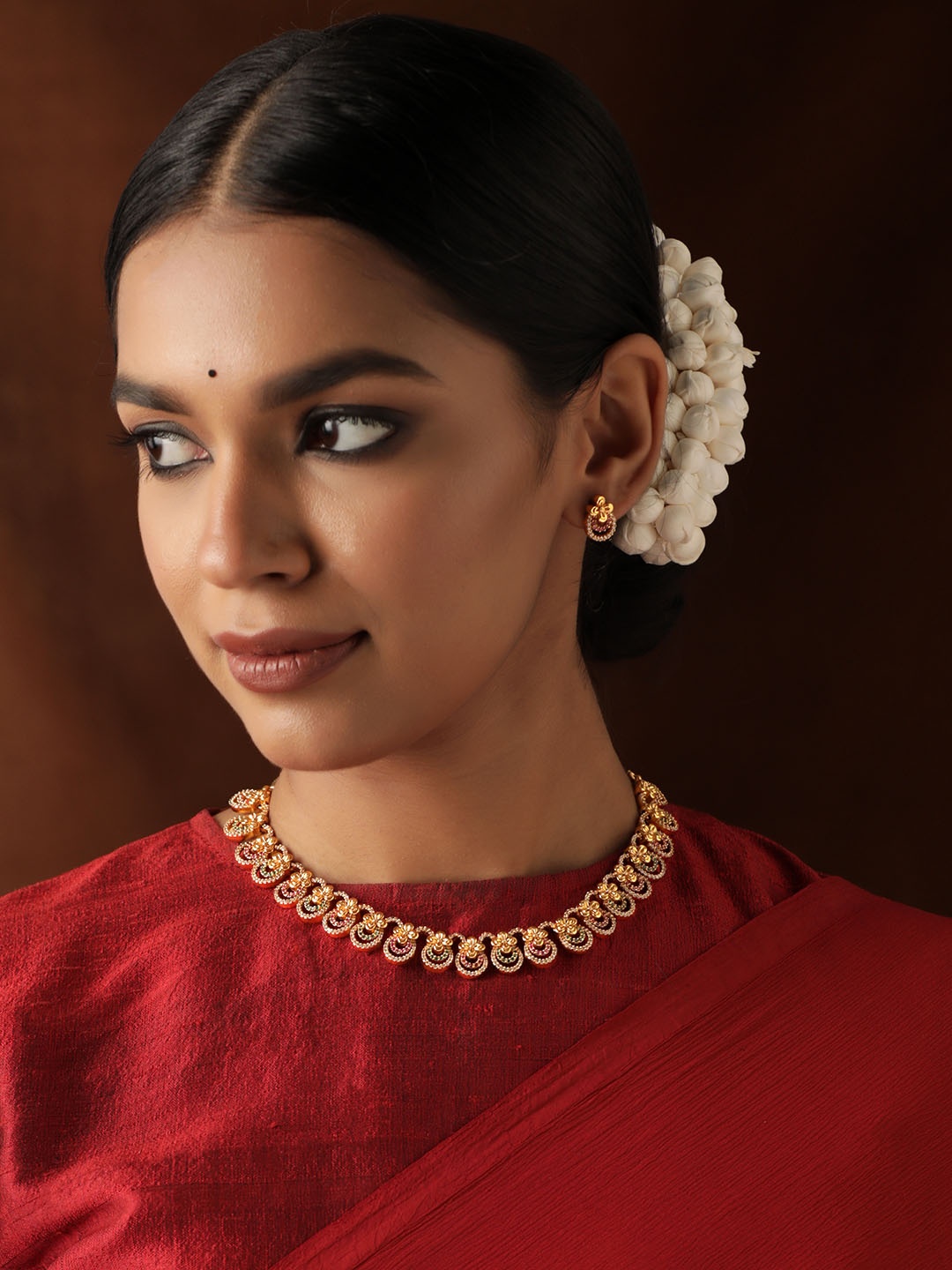 

Rubans 22K Gold-Plated CZ-Studded Jewellery Set