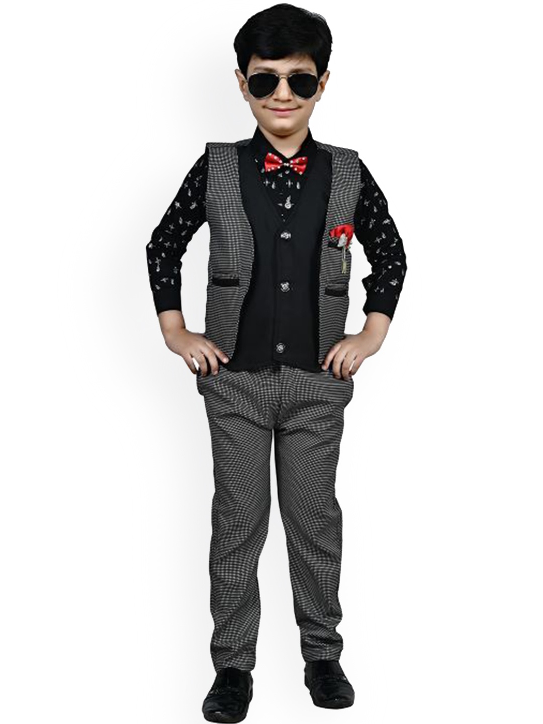 

BAESD Boys Pure Cotton Shirt & Trousers With Waistcoat, Black