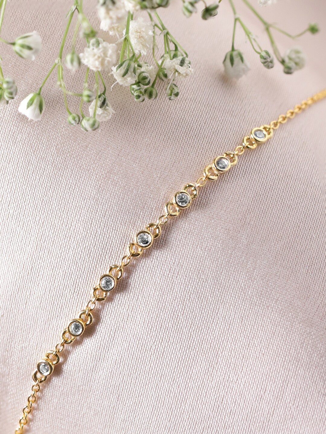 

Rubans 18KT Gold Plated Zirconia Studded Bracelet