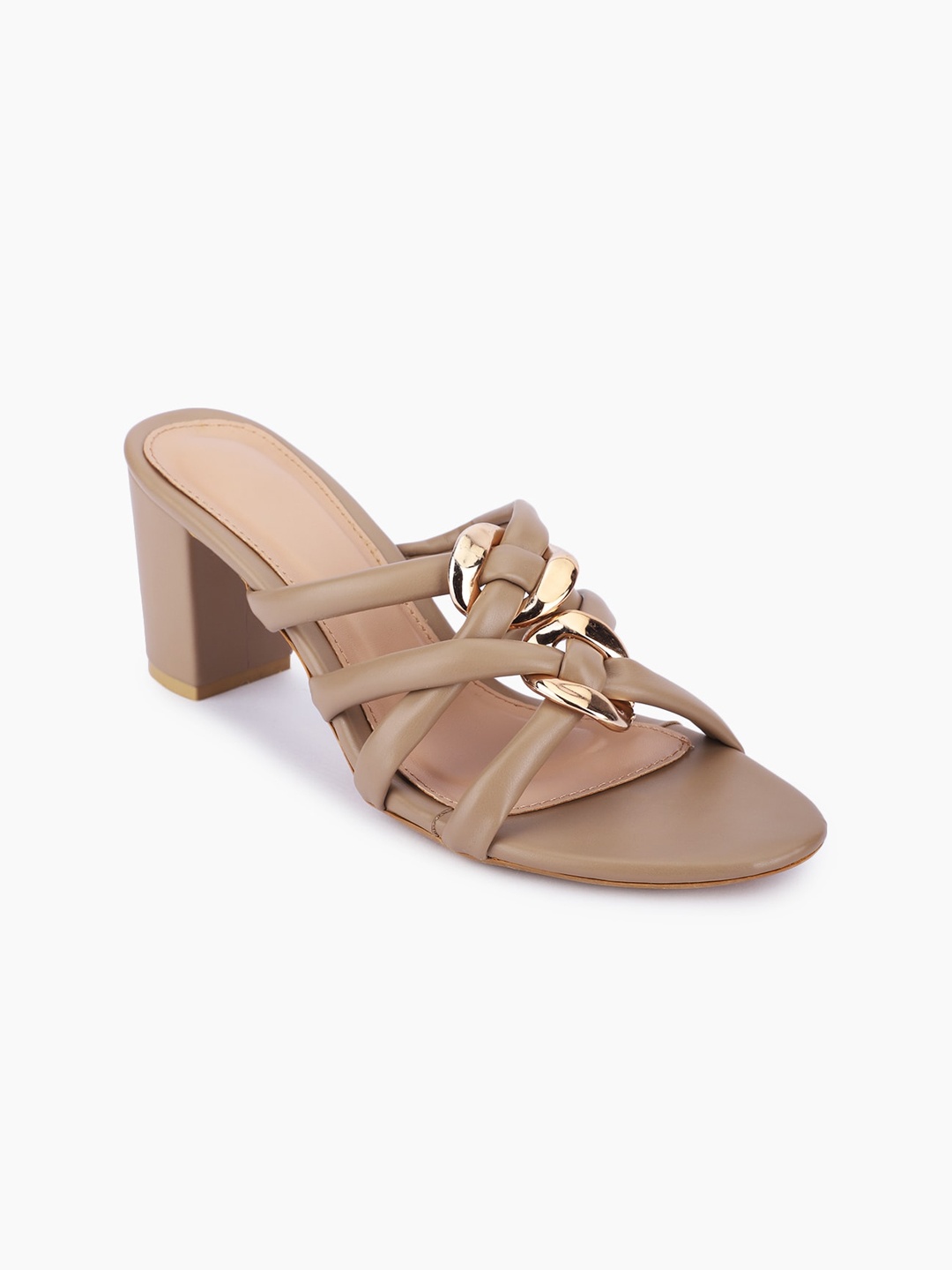 

DressBerry Beige Open Back Block Heels